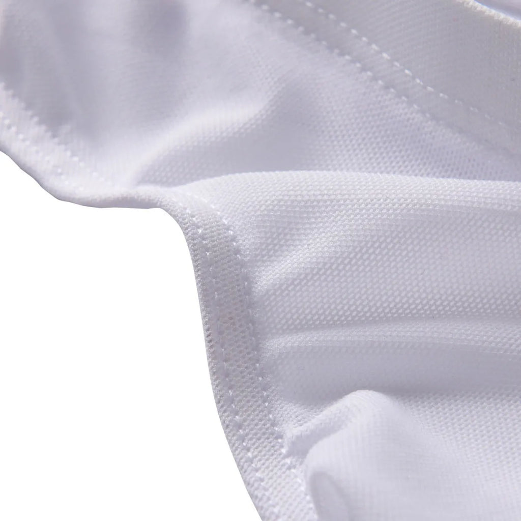 Men's ice silk triangle mid waist shorts in quick-drying nylon fabric available in black, red, white colours