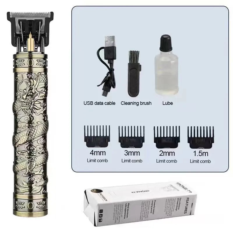 Rechargeable electric hair clipper with plastic body and washable blade in black finish