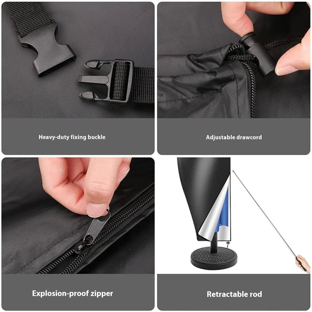 Waterproof grey oxford cloth cover for a banana-shaped outdoor patio umbrella.