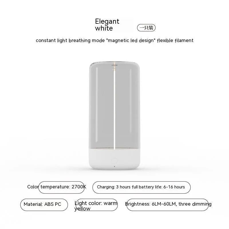 New LED camping light with Type-C rechargeable portable night light, 360-degree illumination, touch control, flexible magnetic filament