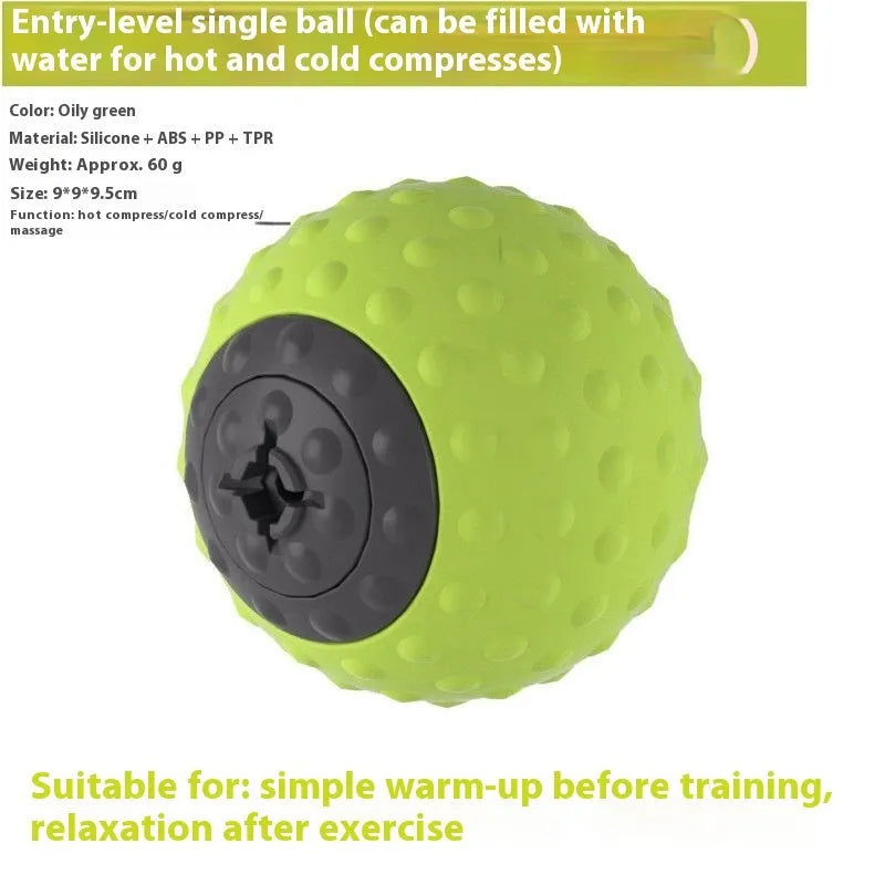 Massage ball set for cold and hot therapy compress in caramel mocha and oil fruit green colours