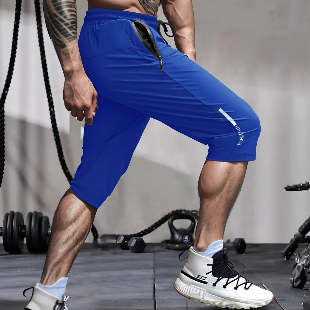 Men's nylon cropped sports casual pants in straight cut design for summer beach wear