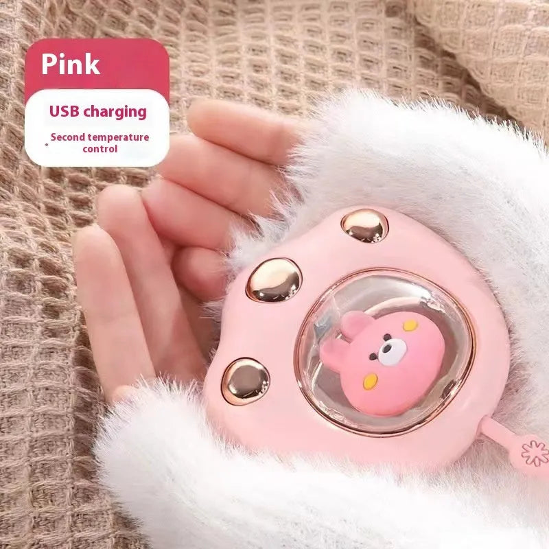 USB-powered hand warmer power bank with digital display in various colour options.