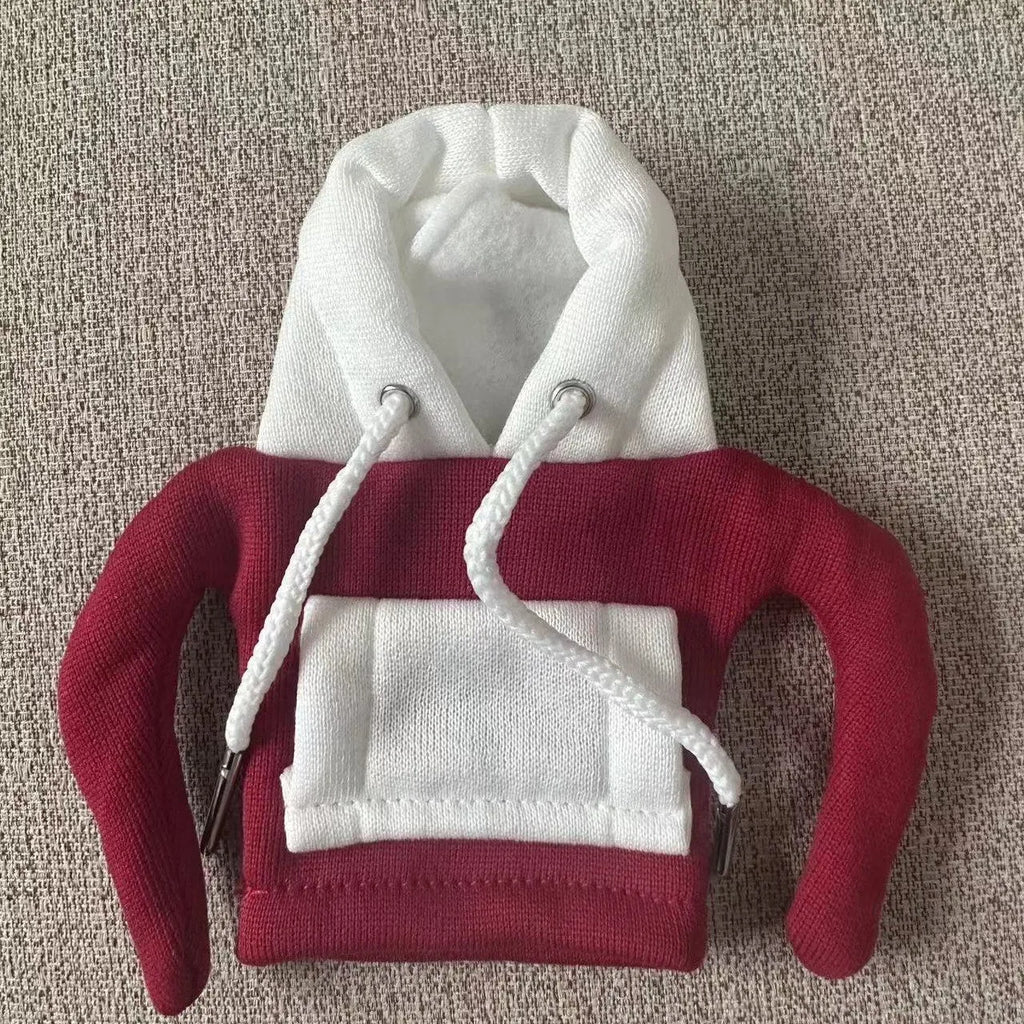 Red and white Christmas-themed polyester hood cover for a car gear shift lever.