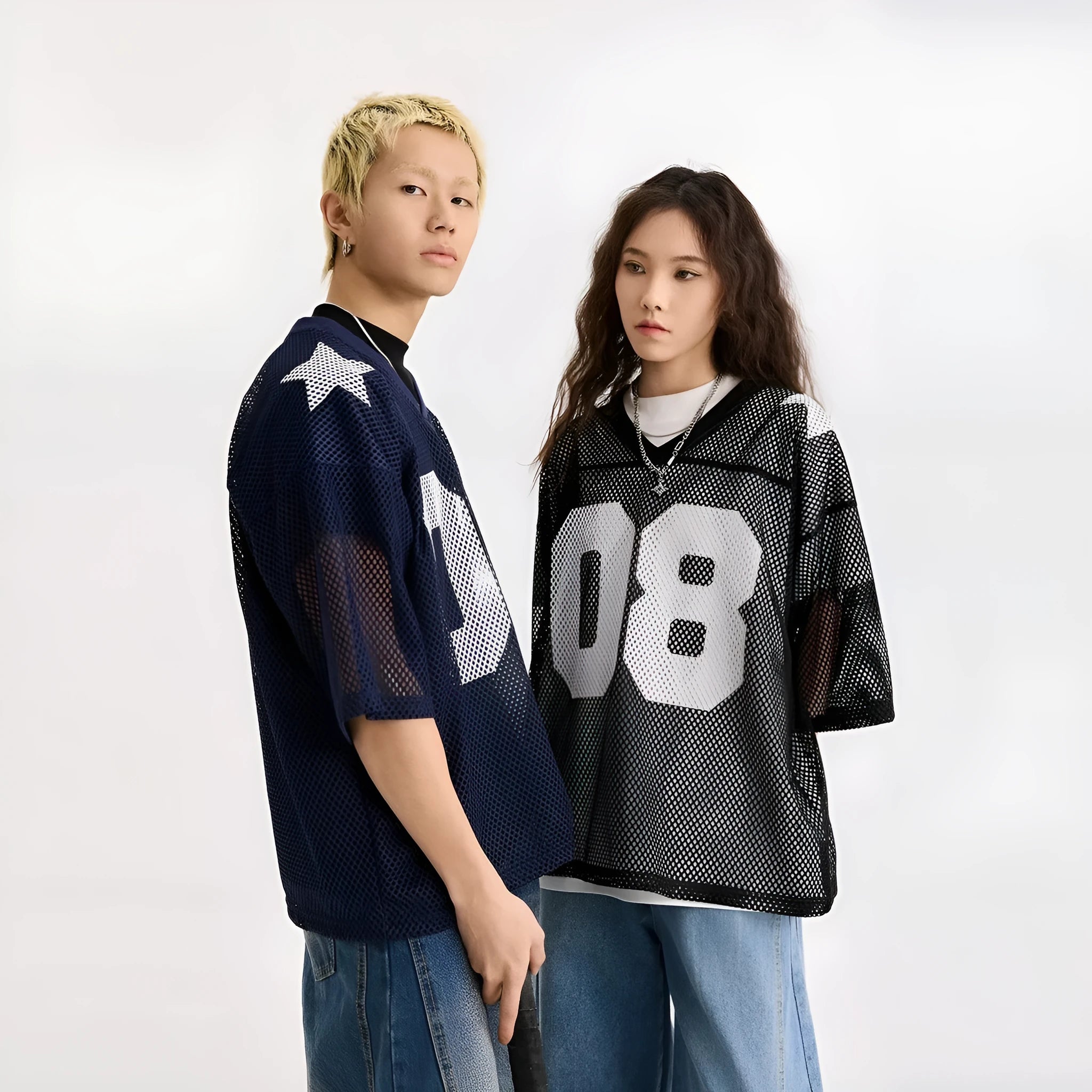 Black half sleeve pullover shirt with white letter pattern design, loose fit casual top