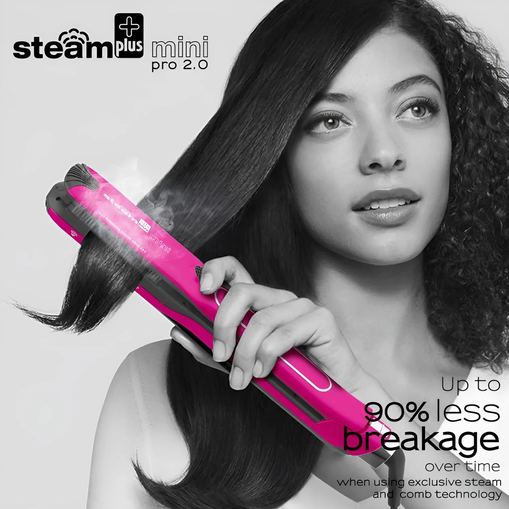 Mini steam splint spray hair straightener in purple, rose red, or champagne colour