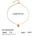 Natural pearl shell pendant necklace with adjustable copper chain on a neutral background