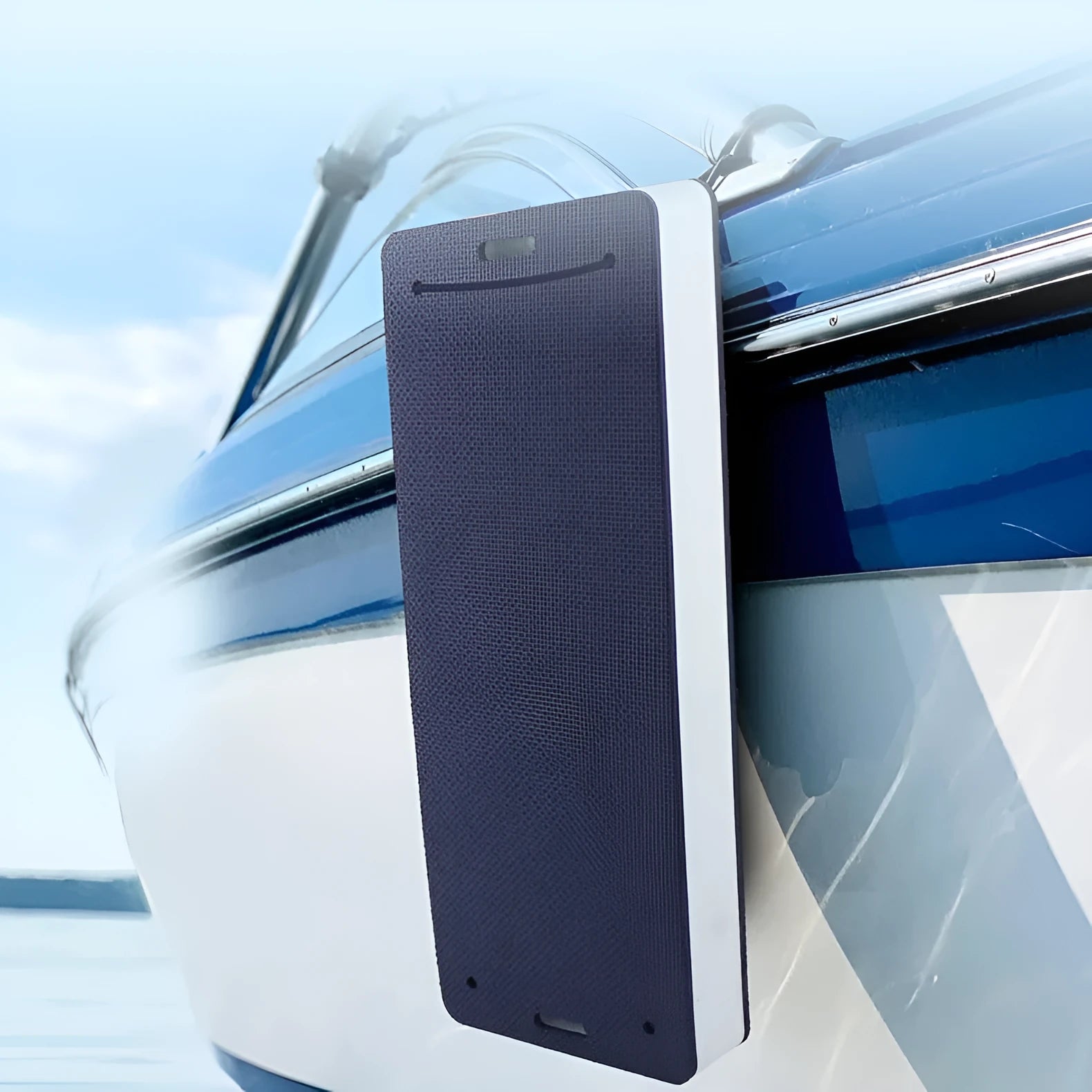 Blue and grey thickened EVA marine fenders in two sizes for boat docking protection