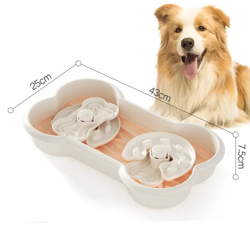 Large green three-tier dog slow feeder bowl with removable trays and suction cup base