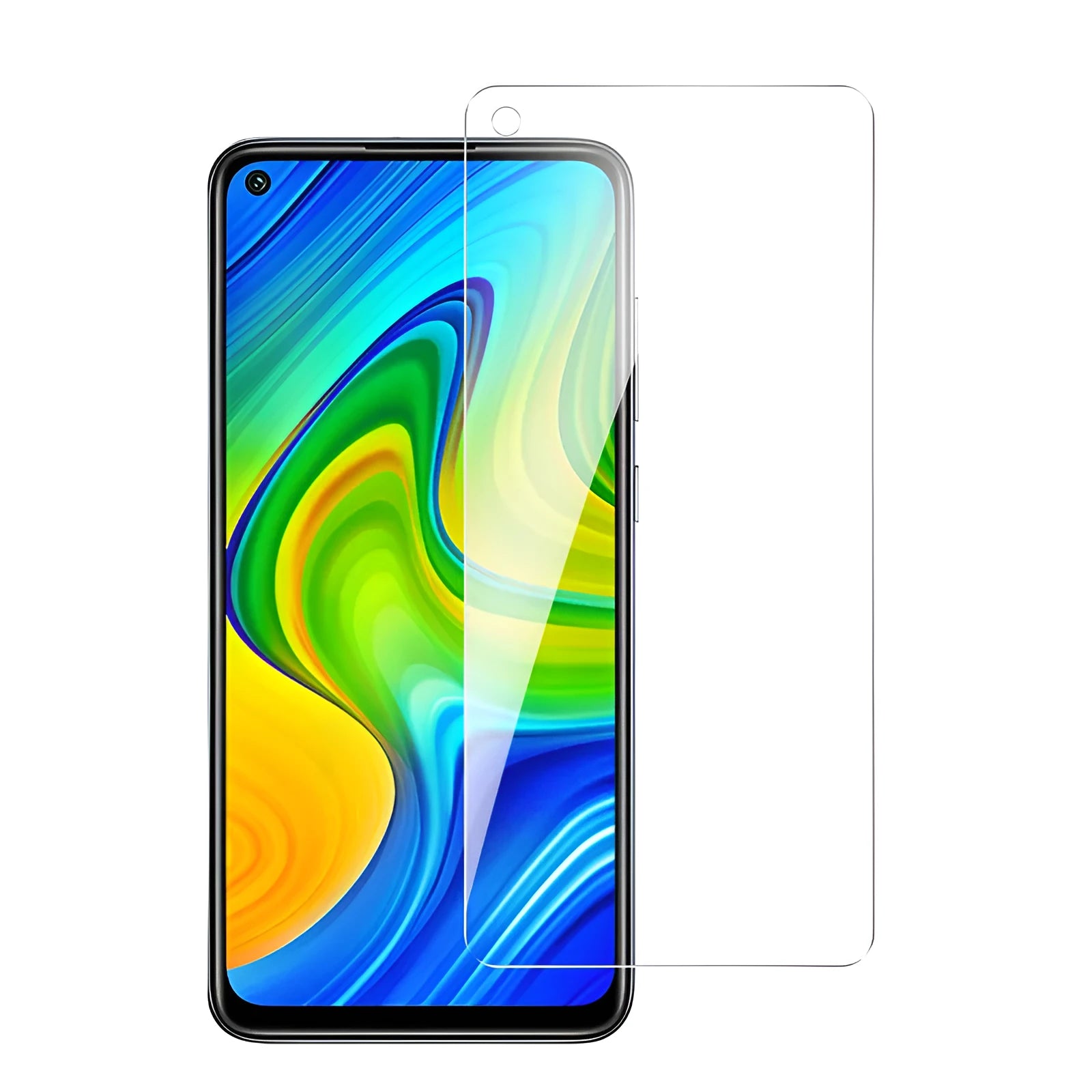 Tempered glass screen protector for Xiaomi and Redmi mobile phones showing full coverage and clear transparency