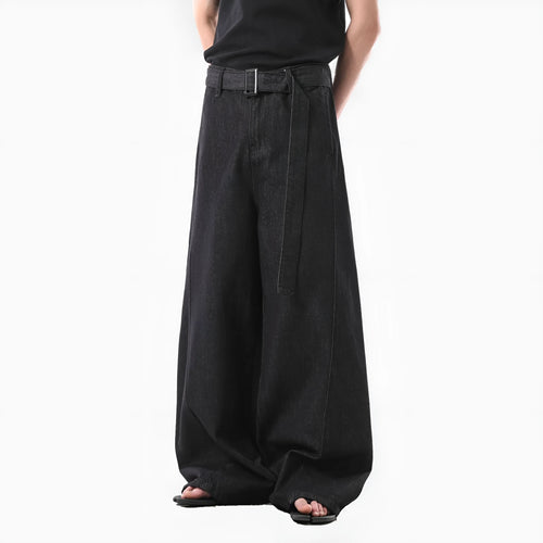 Black straight leg jeans with gold detailing and high waist design