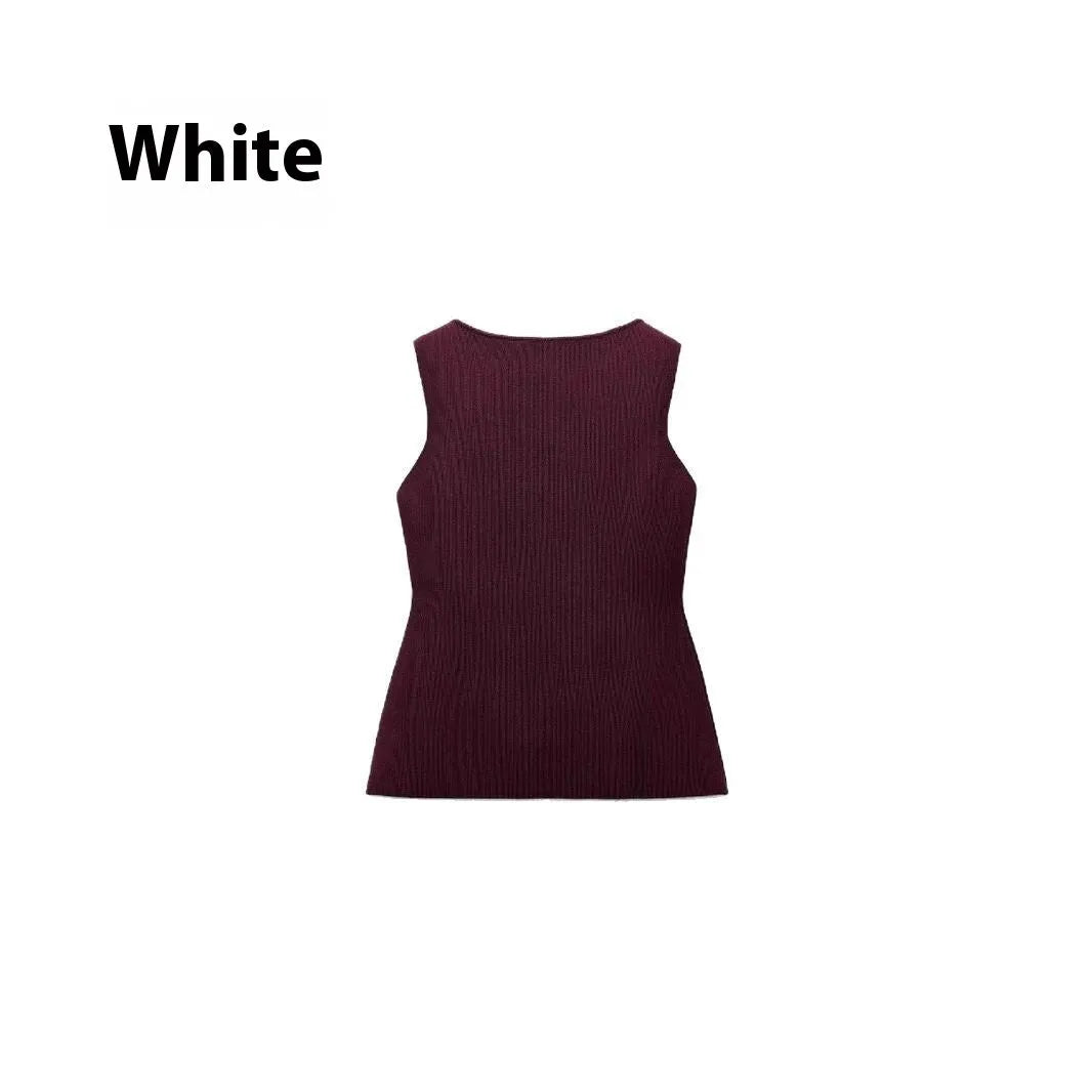 Slim fit dark red viscose vest with 3D pattern detailing and gold button front