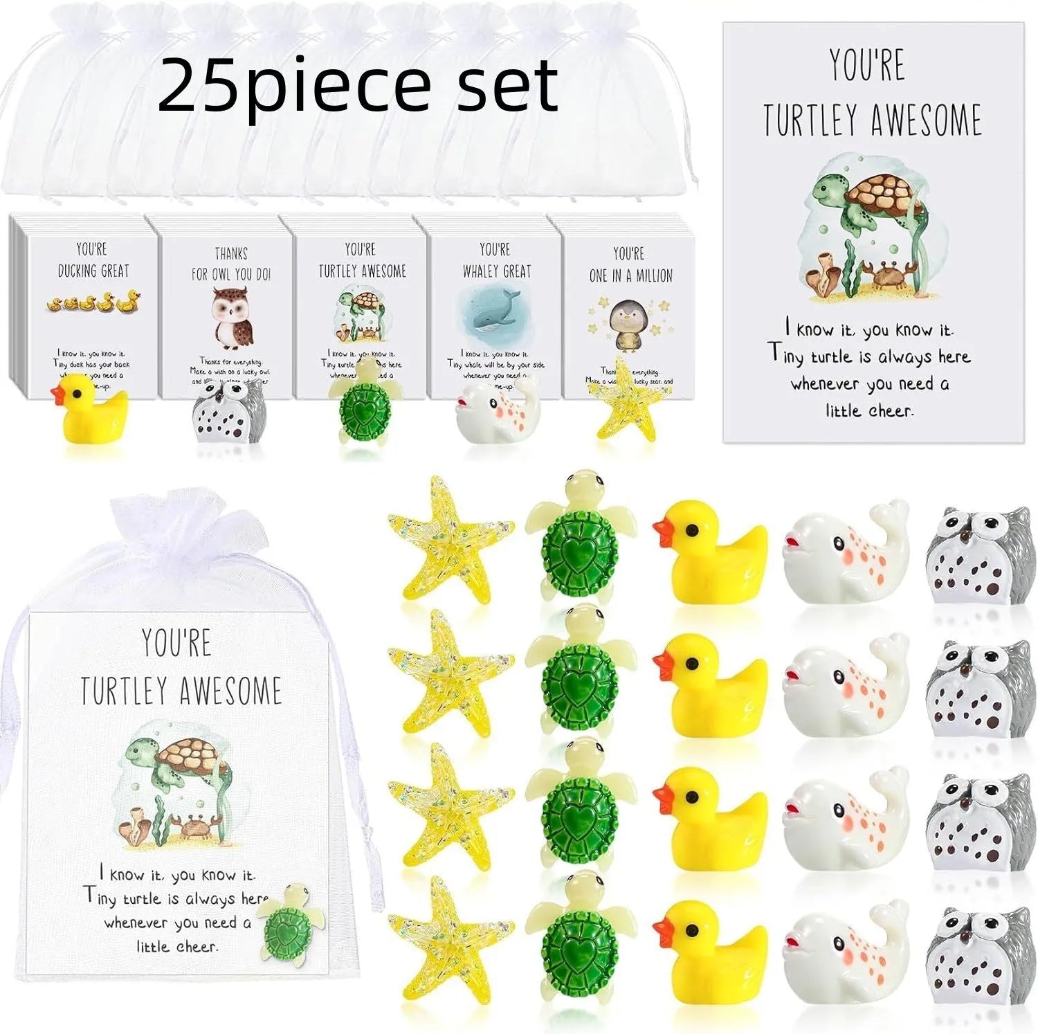 Set of resin memo cards with inspirational pun designs, showing pocket-sized scale and multiple cards.