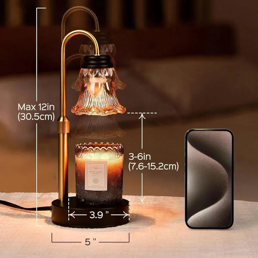 Bamboo aromatherapy wax melting lamp with UK plug on wooden surface
