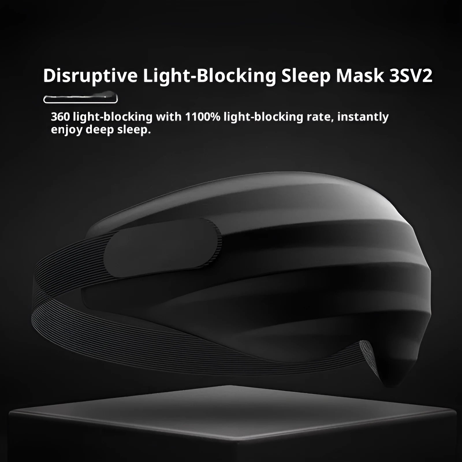 3D three-dimensional shading eye mask in black, made from nylon polyurethane, for sleep or eye fatigue relief
