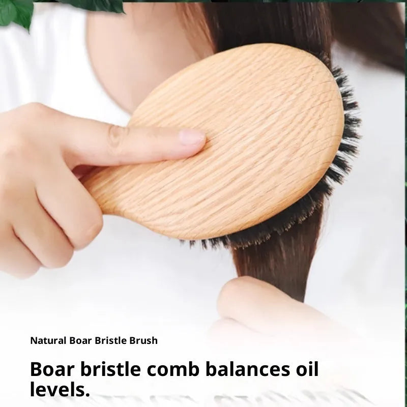 Whole pig hair nanzhu air cushion comb with bamboo body and natural bristles