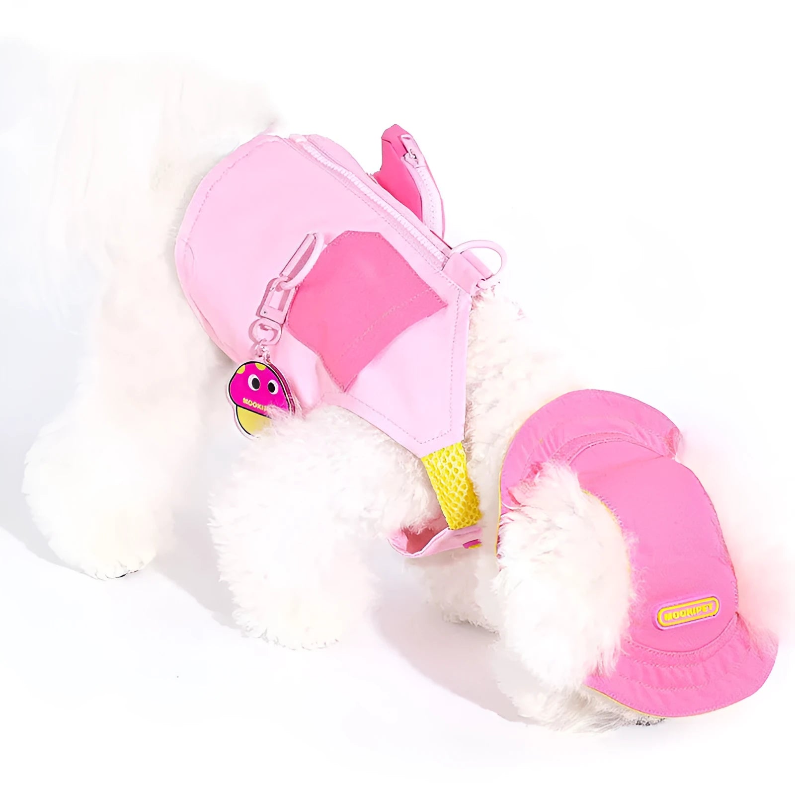 Pink polyester pet vest harness for small breed dogs including Bichon Frise, Teddy and Schnauzer puppies
