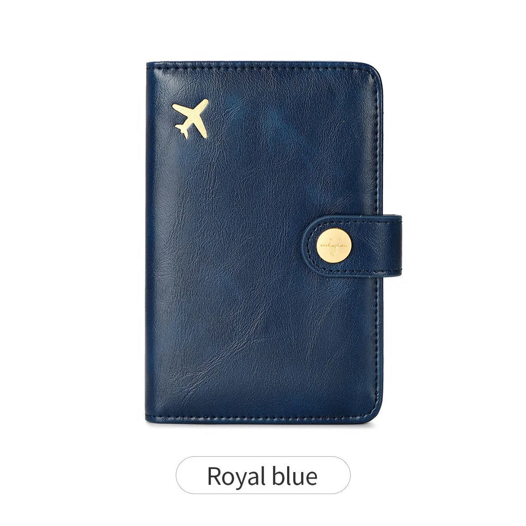 PU passport holder wallet with sewing line detail in multiple colour options showing document storage compartments