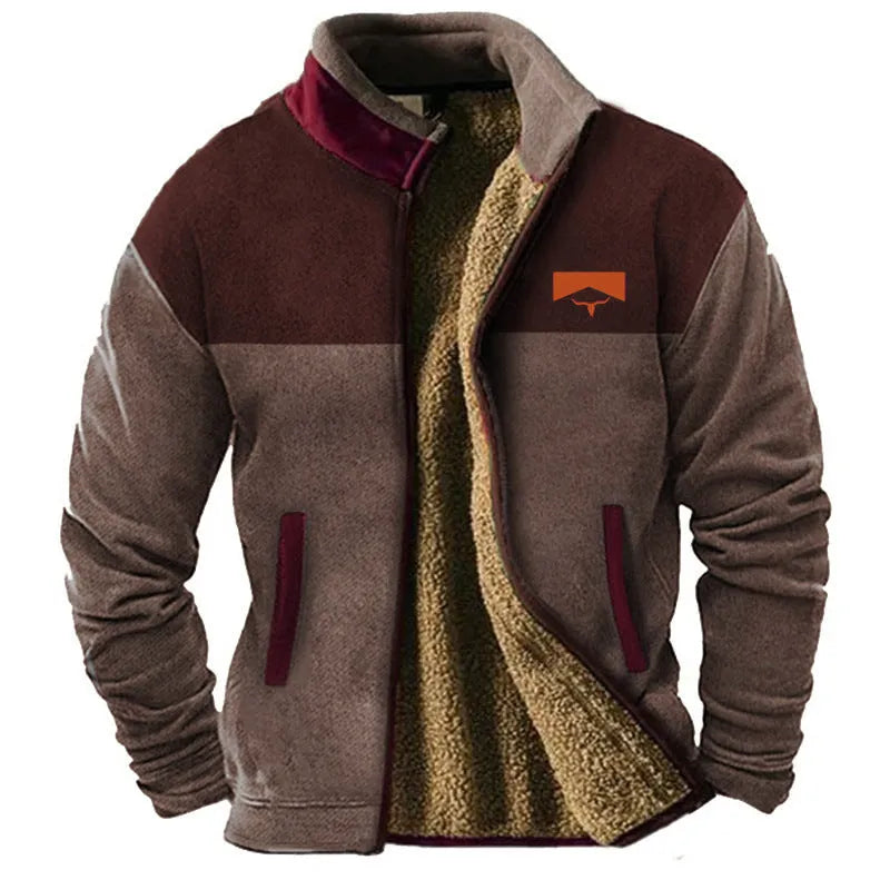 Men's green padded coat with fleece lining shown in regular 50cm length