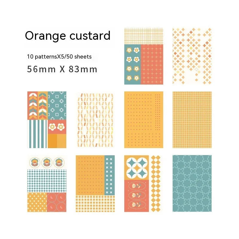 Retro collage material sweet light note paper in dessert colours measuring 56mm by 83mm