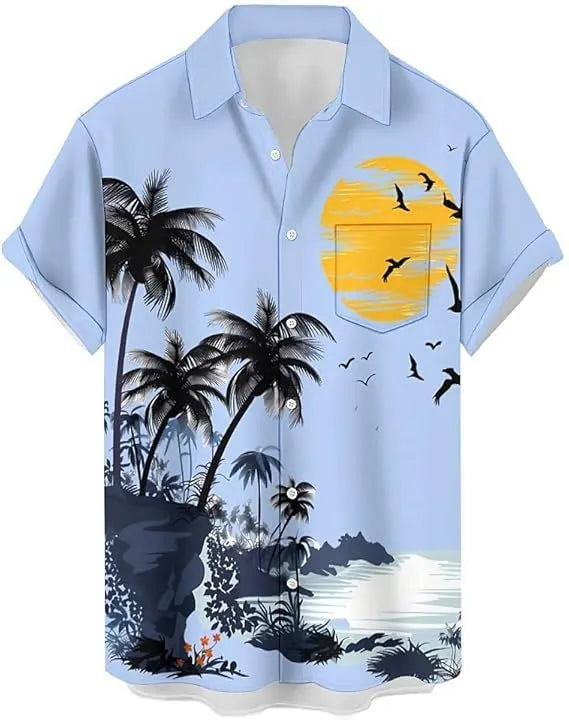 Men's slim fit camouflage pattern short sleeve shirt in a cardigan style.