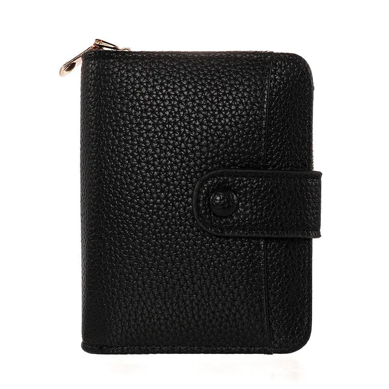 Women's lychee pattern organ short wallet in PU material with antibacterial lining