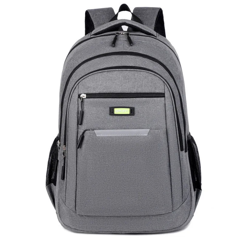 Casual grey men's backpack made of Oxford cloth with a breathable back panel.