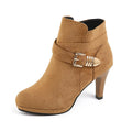 Women's plus size stiletto boots with suede upper, 6-8cm heel, round toe, in black colour option