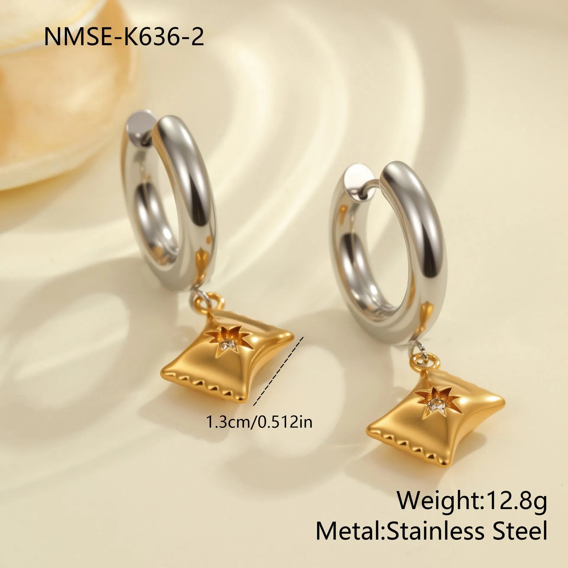 Christmas tree heart earrings in stainless steel with 18K gold electroplating and holiday designs