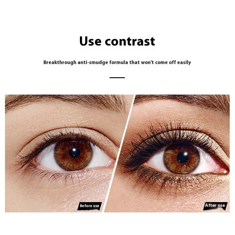Black waterproof mascara with 4D formula for long thick curling lashes