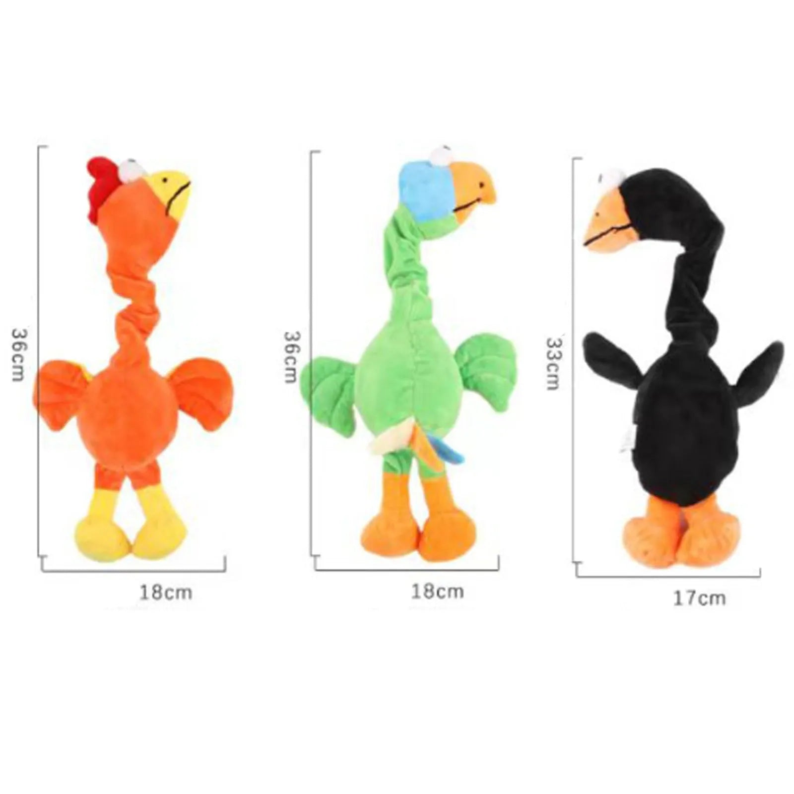 Green squeaky dog toy shaped like a chicken with bite resistant chew texture