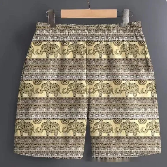 Men's polyester sports shorts in multiple patterns including stripes and camouflage available sizes S to 5XL