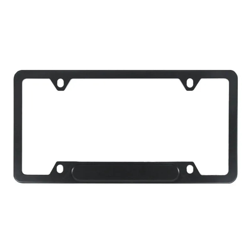 Minimalist aluminum alloy license plate frame in black finish for American standard car plate