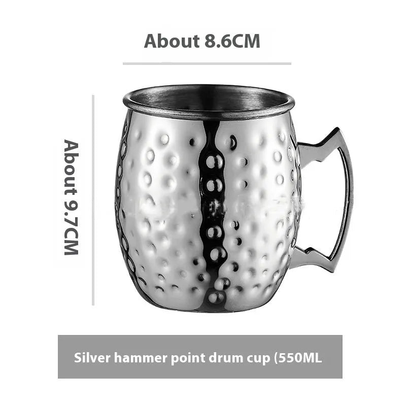 Stainless steel Moscow Mule cup with copper interior in silver, gold, rose gold or black colours