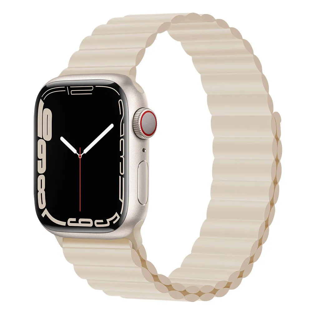Silicone loop magnetic watch strap in starlight colour compatible with Apple Watch 38mm
