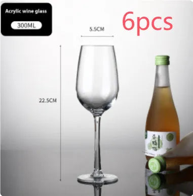Clear acrylic wine glass with stem and bowl, shown in 550ml and 300ml sizes for party catering.