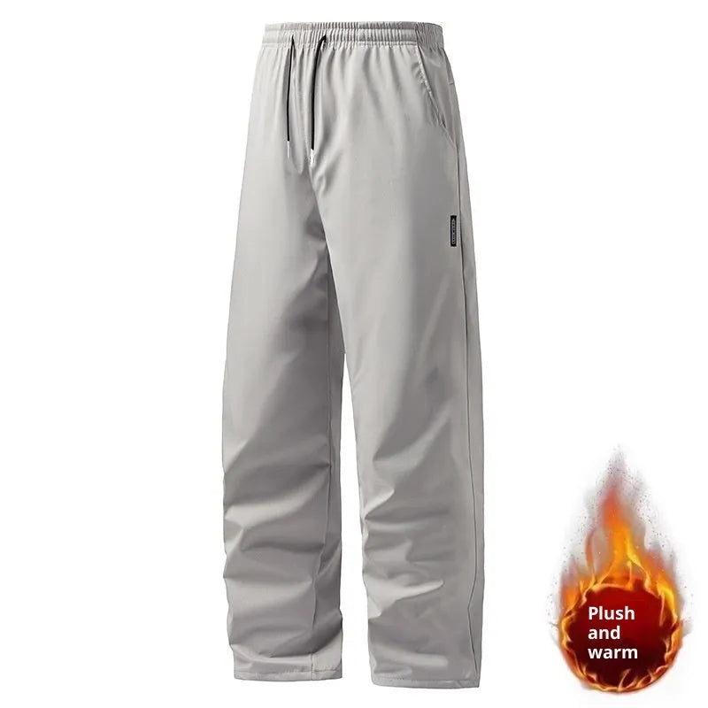 Korean style large size straight pants in black lint-free fabric, size M to 5XL