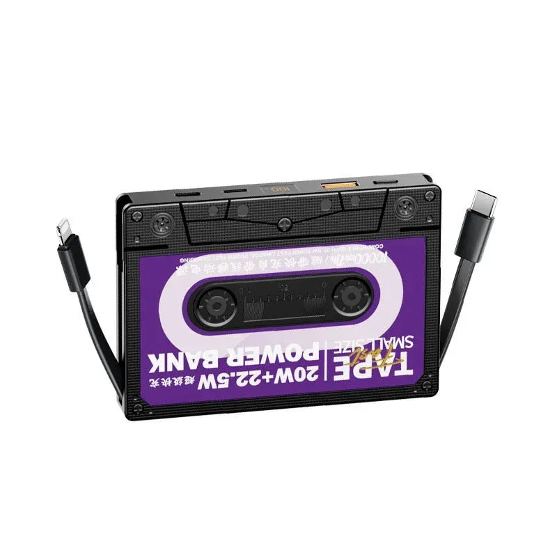 Remax Tape 10000mAh power bank in black with retro design and two-way fast charge