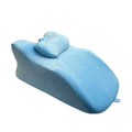 Stomach sleeper pillow for prone position support in blue, dark grey, green, and light grey colour options