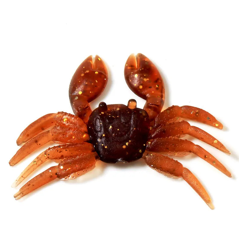8cm PVC software crab fishing lure in brown or red crab colour for saltwater and freshwater fishing