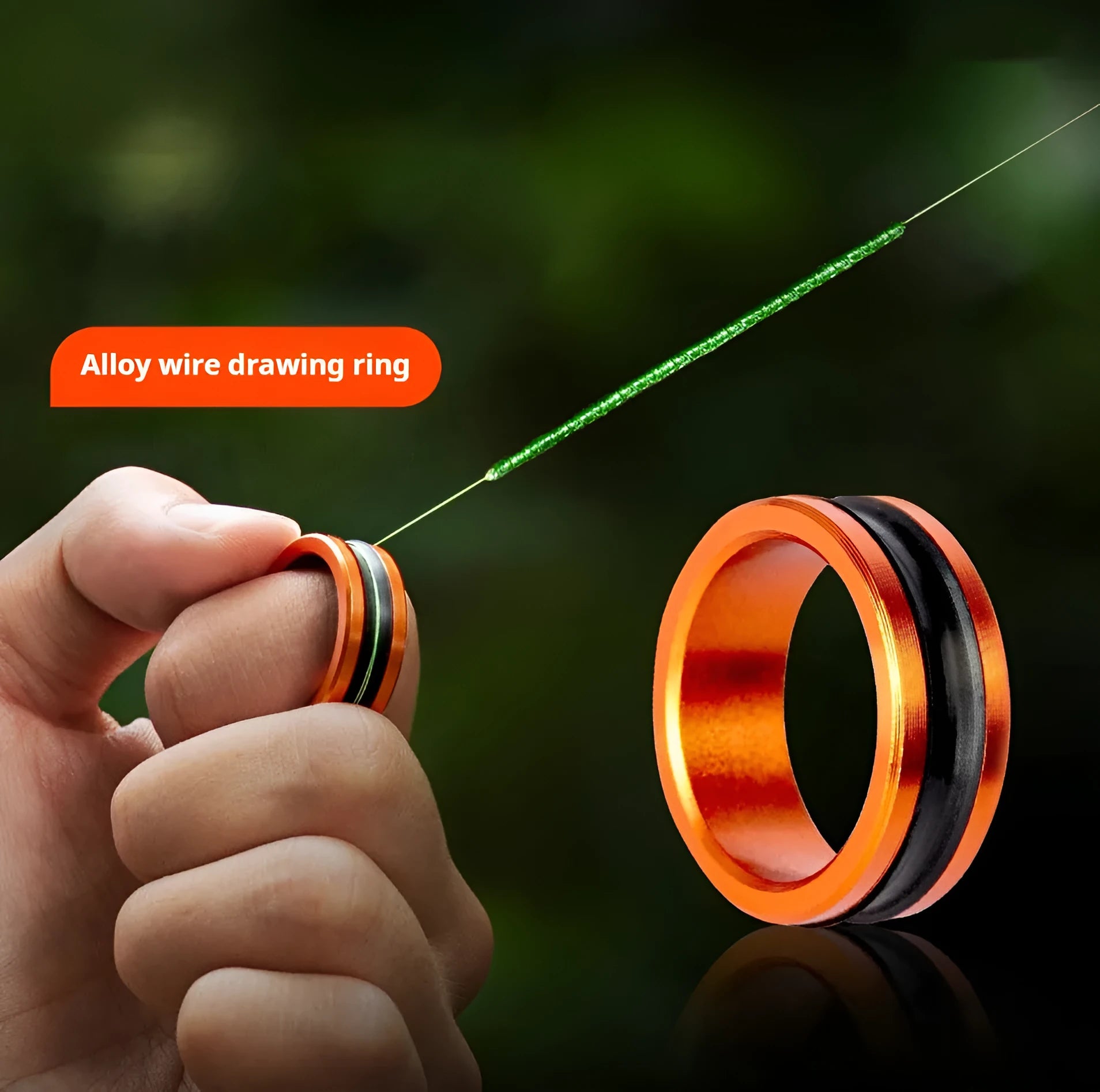 Orange alloy fishing pull loop hand guard accessory for rod grip security
