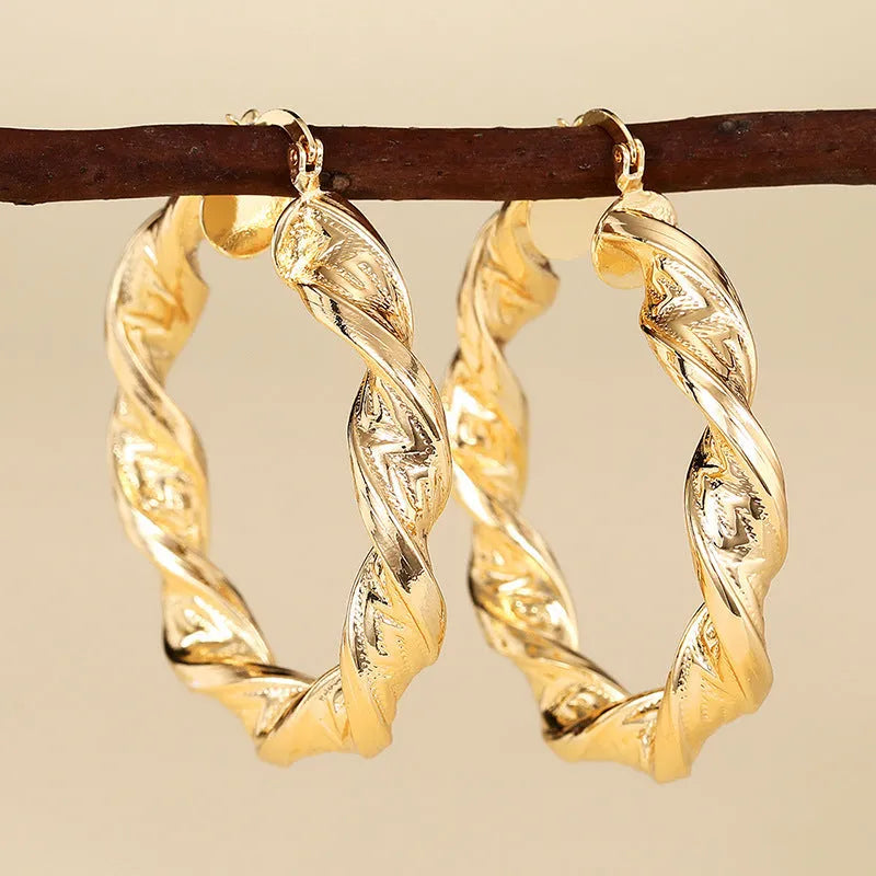 Women's copper geometric drop shape clip earrings with electroplating finish, European American style