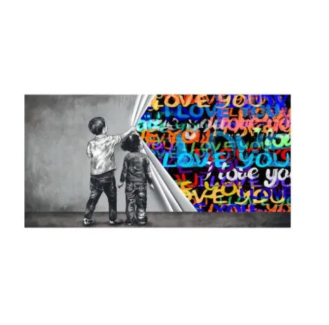 Children's abstract graffiti wall art canvas print frameless modern style