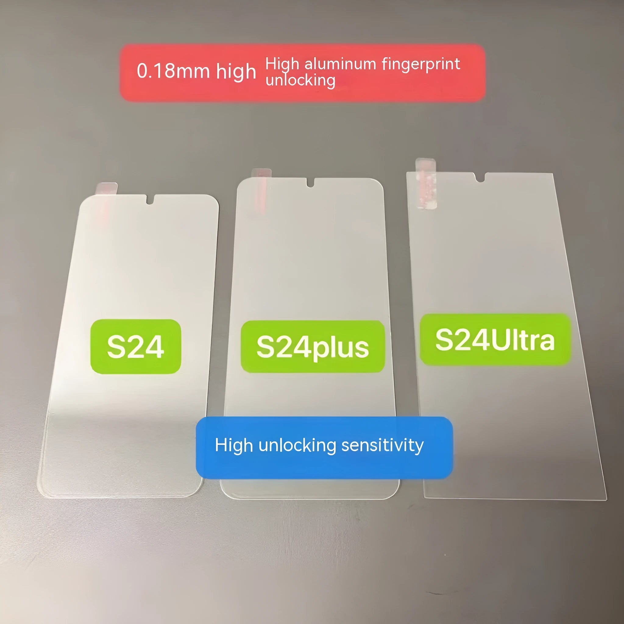 HD tempered glass screen protector for Samsung S24 phone showing fullscreen coverage.