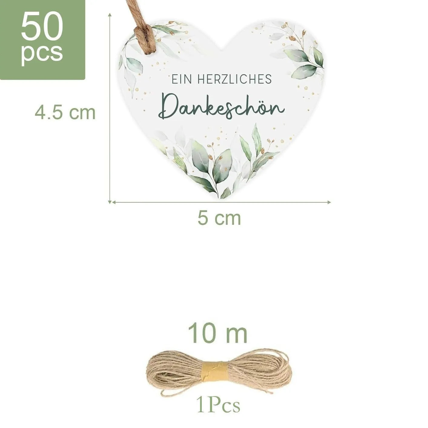 Set of 50 heart-shaped paper gift tags with floral patterns in two colour variations.