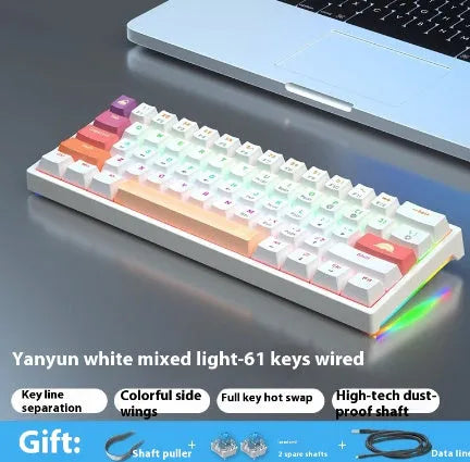 61-key mechanical keyboard with blue and white colour scheme and compact design