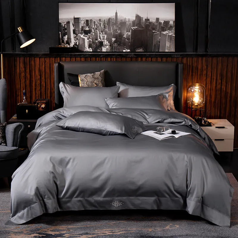 Pure color suite cotton bed sheet with plain pattern in Kyrgyzstan-Pearl White satin weave for 1.5m bed