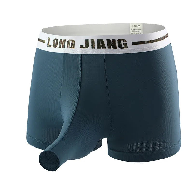 Men's ice silk boxer shorts in solid colours with mid waist design