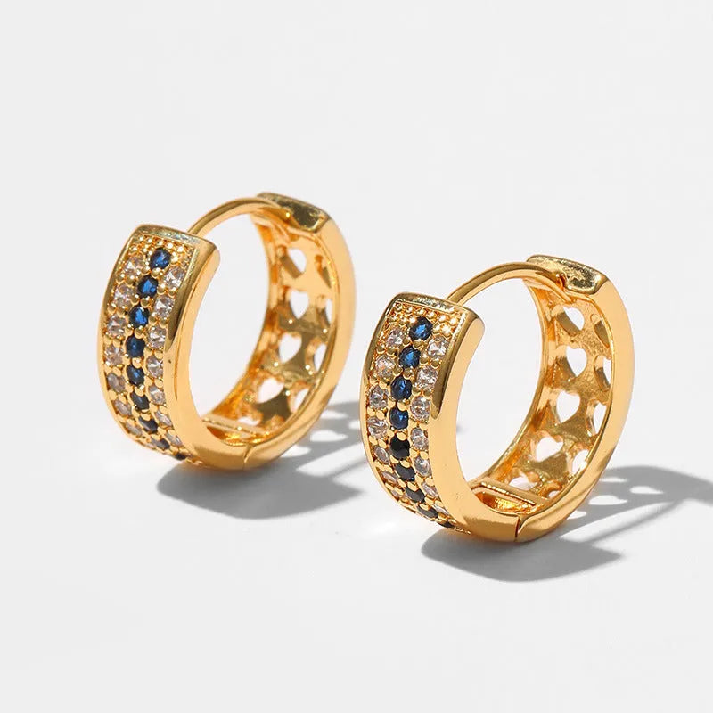 Women's geometric round copper earrings with 18K electroplated finish in KE1268 colour