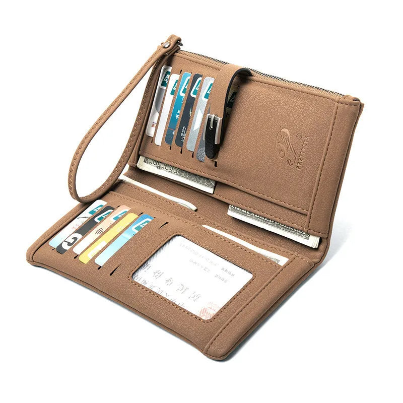 Long women's wallet simple clutch in PU leather solid colour 19.5 x 11 x 2.5 cm with coin purse